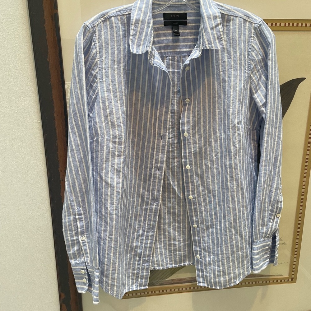 J. Crew Blue and White Striped Blouse